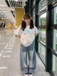 MML6825Original workmanship [220g pure cotton+large size+threaded collar+wrapped shoulder] Round neck short sleeved women's