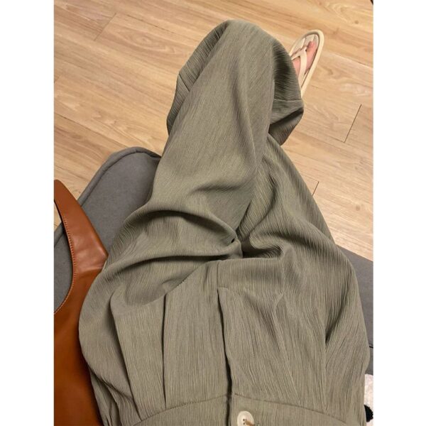 480Bark wrinkled retro pleated high waisted suit pants for women in summer, loose and hanging wide leg pants for women