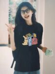 MML6831Original print 【 21 pieces of 220g pure cotton+large size+threaded collar+wrapped shoulder 】 round neck short sleeved women