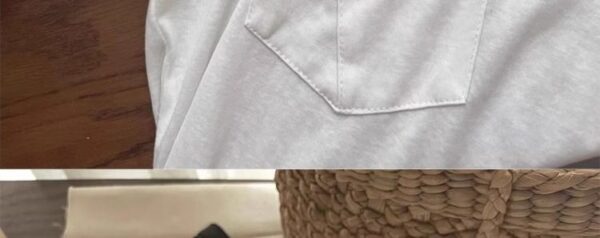 201512025 new 100% cotton, pure cotton, bamboo knot cotton pocket short sleeved T-shirt for women, loose oversized
