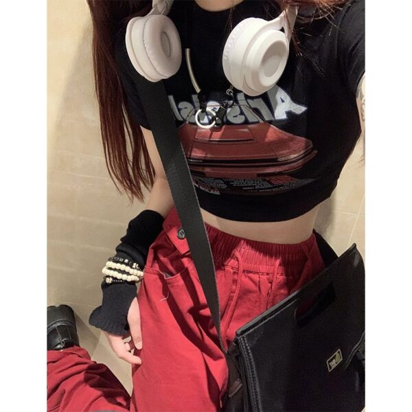 483Retro work pants for women in summer, loose fit, petite design, high street wide leg pants for women