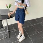 M693-22025 new denim high waisted shorts with slim design, niche women's pants, Instagram trendy new