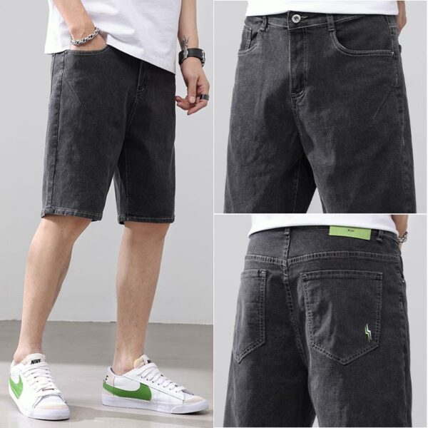 211# 2025 Men's Shorts Summer Thin Style Trendy Brand Loose and Versatile Cowboy Mid Pants Korean Edition Embroidered Trendy Pentagram Pants