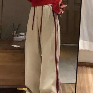 467 pantsHua Mian Composite Milk Silk Retro Sports Pants for Women, Casual Loose Wide Leg Pants for Women