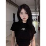 201572025 (92 cotton/8 spandex) 40 count 210g pure cotton liquid metal short sleeved T-shirt for women's summer wear