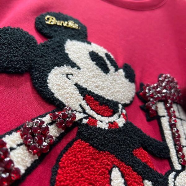 2060192025 New Style -32 Double Yarn One Size Mickey Short Sleeve T-shirt for Women Winter Large Edition Medium Length