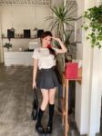 208542025 (100% cotton) 21 count 210g pure cotton embroidered bow short sleeved T-shirt for women loose fit