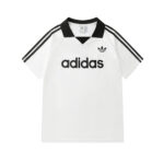 Adidas Three Leaf Clover Summer New Style Li Charen Same Style Three Bar Collar Unisex Shirt Sports Short Sleeve T-shirt