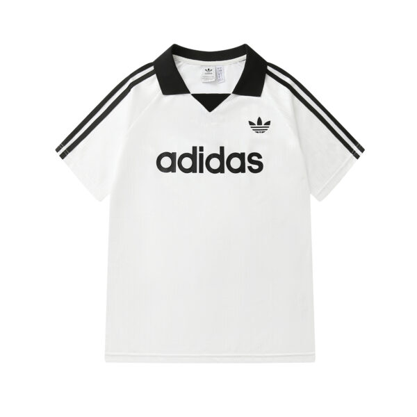 Adidas Three Leaf Clover Summer New Style Li Charen Same Style Three Bar Collar Unisex Shirt Sports Short Sleeve T-shirt