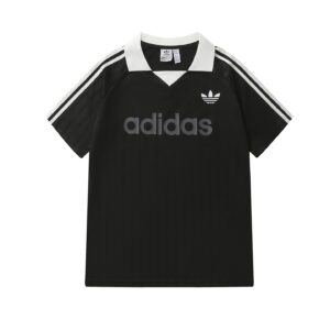 Adidas Three Leaf Clover Summer New Style Li Charen Same Style Three Bar Collar Unisex Shirt Sports Short Sleeve T-shirt
