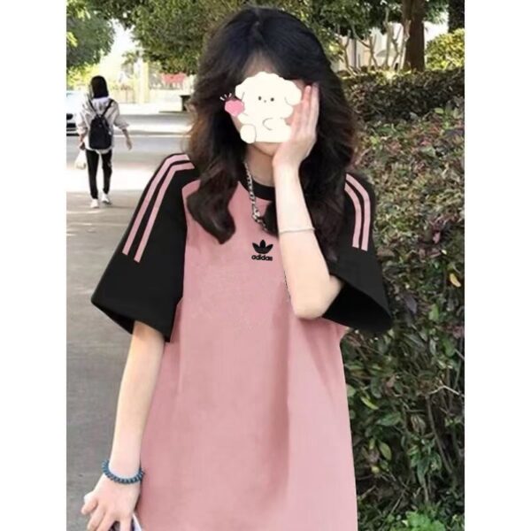 Adidas Three Leaf Clover Summer Ah New Color Match Versatile Shoulder Down Cotton Short sleeved T-shirt