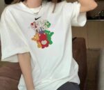 Nike tricolor bear 🐻 Couple Short Sleeve Versatile T-shirt Short Sleeve Couple Style