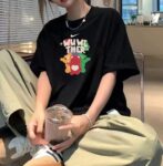 Nike tricolor bear 🐻 Couple Short Sleeve Versatile T-shirt Short Sleeve Couple Style