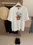 Nike tricolor bear 🐻 Couple Short Sleeve Versatile T-shirt Short Sleeve Couple Style