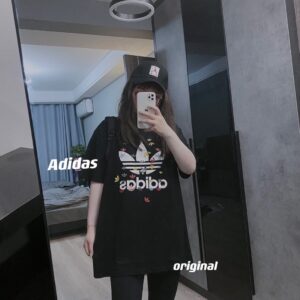 21ss spring/summer new Adidas graffiti full print clover couple cylindrical short sleeved T-shirt