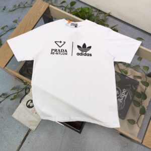 2024 New PRADA ✖️ Adidas Prada collaboration Adidas clover logo letter print casual couple loose short sleeved T-shirt