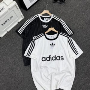 2025 Summer New Adidas Three Leaf Clover Three Stripe Printed Jersey Short Sleeve T-shirt for Men and Women, Loose Half Sleeve