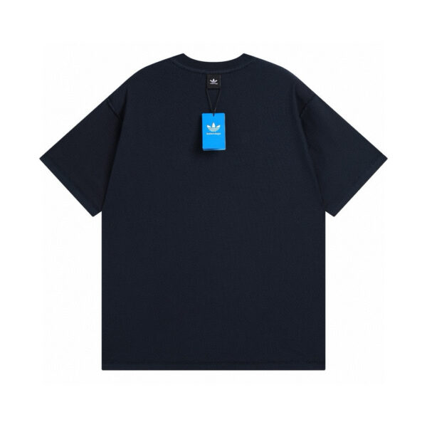 【 Top Version. Official Website Quality 】 BLCG/ALENCIAGA/Balenciaga Joint Adidas Classic Logo Combination in Front, Embroidered Short Sleeve T-shirt with Double sided Front and Back Wear