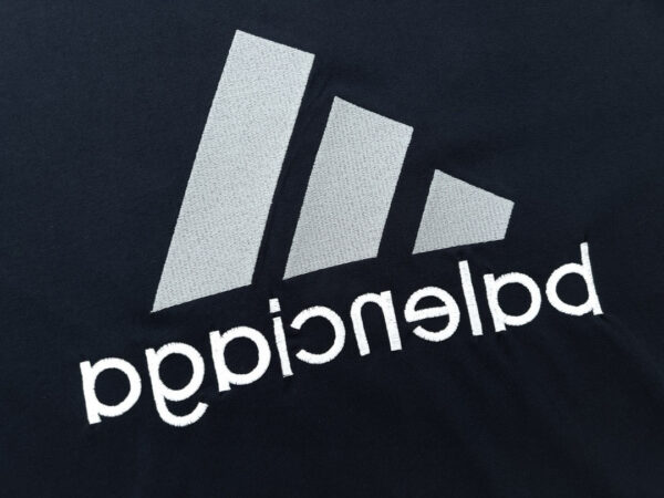 【 Top Version. Official Website Quality 】 BLCG/ALENCIAGA/Balenciaga Joint Adidas Classic Logo Combination in Front, Embroidered Short Sleeve T-shirt with Double sided Front and Back Wear