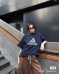 【 Top Version. Official Website Quality 】 BLCG/ALENCIAGA/Balenciaga Joint Adidas Classic Logo Combination in Front, Embroidered Short Sleeve T-shirt with Double sided Front and Back Wear