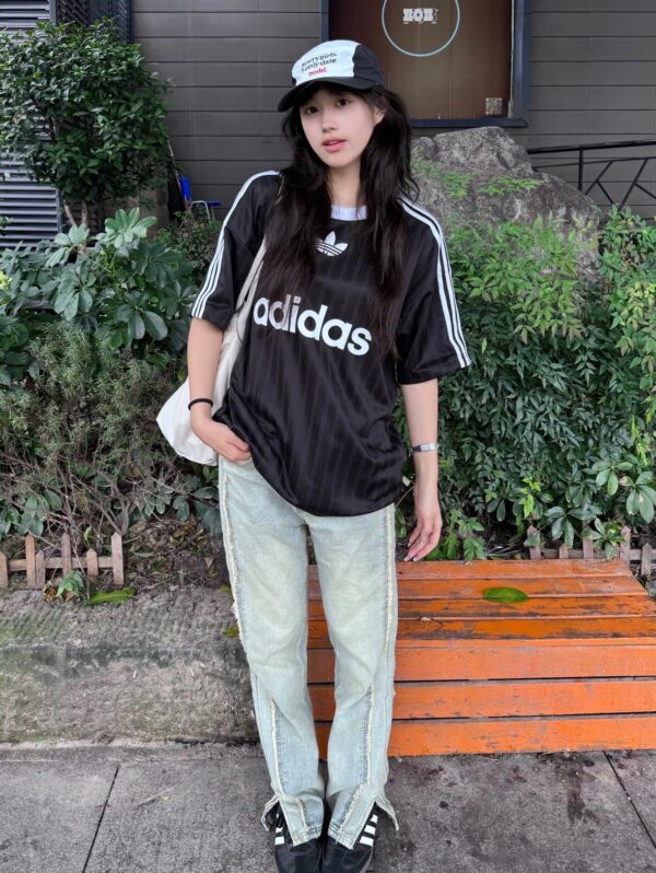 2025 Summer New Adidas Three Leaf Clover Three Stripe Printed Jersey Short Sleeve T-shirt for Men and Women, Loose Half Sleeve