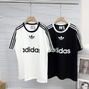 2025 Summer New Adidas Three Leaf Clover Three Stripe Printed Jersey Short Sleeve T-shirt for Men and Women, Loose Half Sleeve
